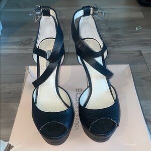 BCBGeneration Black Strappy Heels